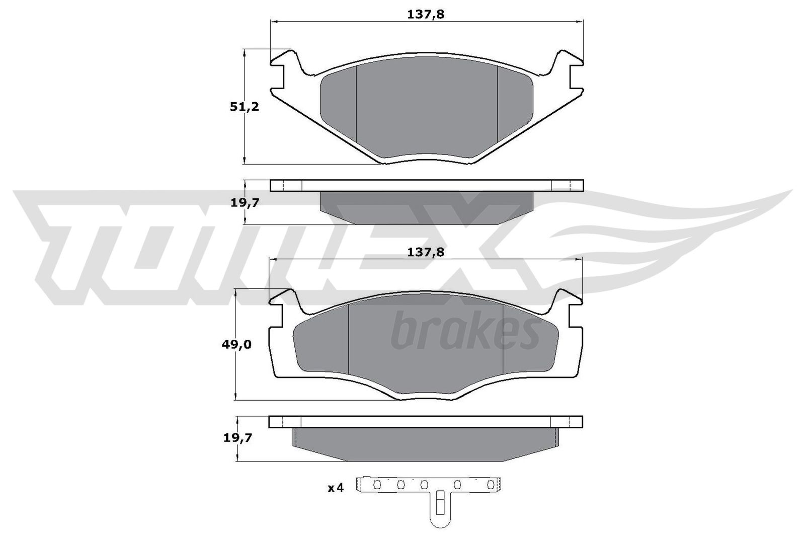 Sada brzdových platničiek kotúčovej brzdy TOMEX Brakes